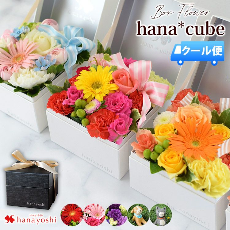 [冷蔵便]でお届け ボックスフラワー生花hana＊cube | フラワー 