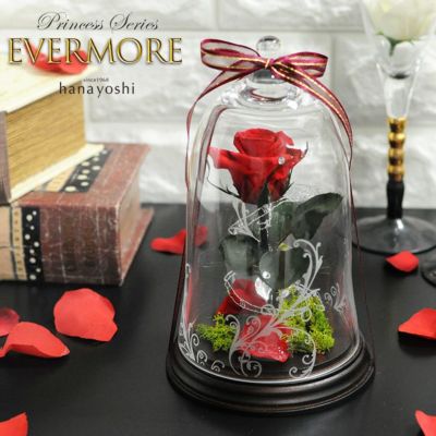 プリザーブドフラワー ギフト 送料無料 1輪のバラ～evermore～ガラスドーム
