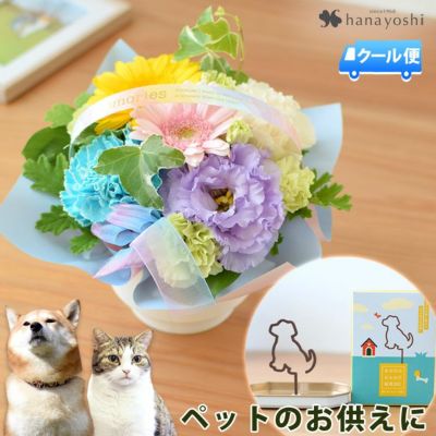 お供え 生花アレンジメント charite-シャリテ ＆ ペットのお線香セット