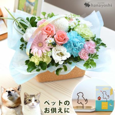 お供え 生花アレンジメント 「ciel-シエル」  ＆ ペットのお線香セット